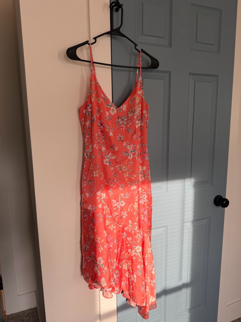 White House Black Market orange floral slip dress size 8p